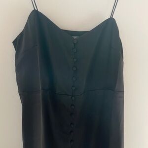 NWT Urban Outfitters Womens Black Slip Mini Dress V-Neck Button Loops Size M